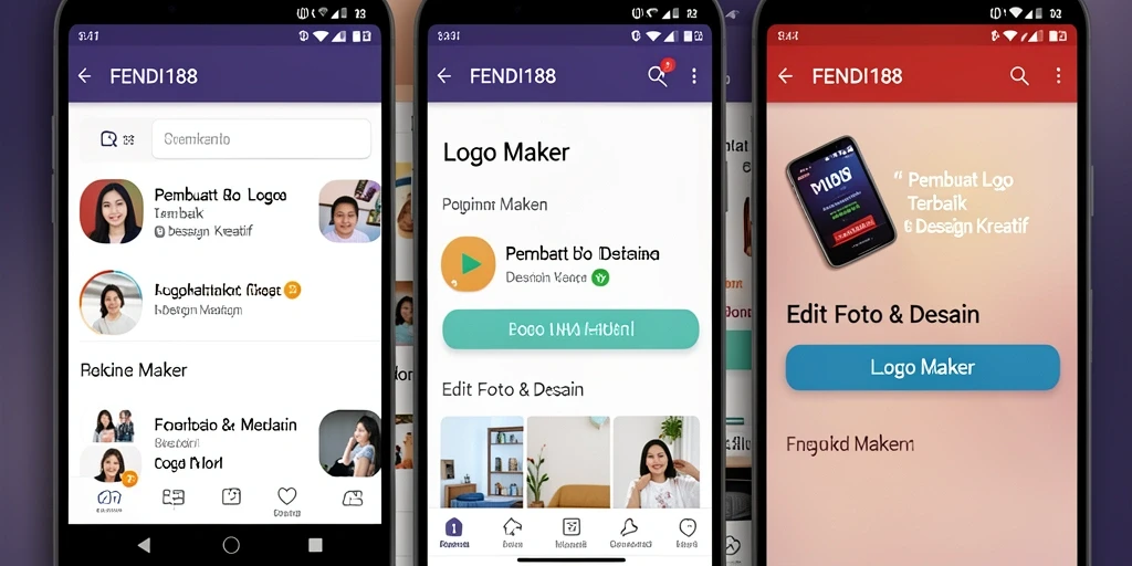 Antarmuka FENDI188 yang sederhana dan fungsional untuk membuat logo.