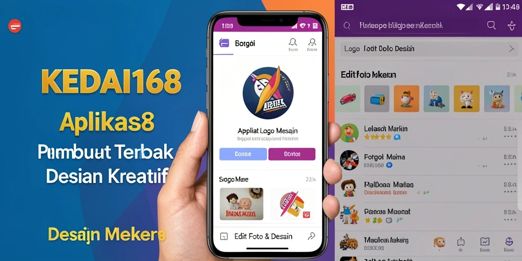 Antarmuka KEDAI168 dengan fitur pembuat logo yang intuitif dan menarik.