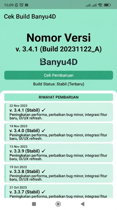 Riwayat Versi Aplikasi banyu4d untuk Android